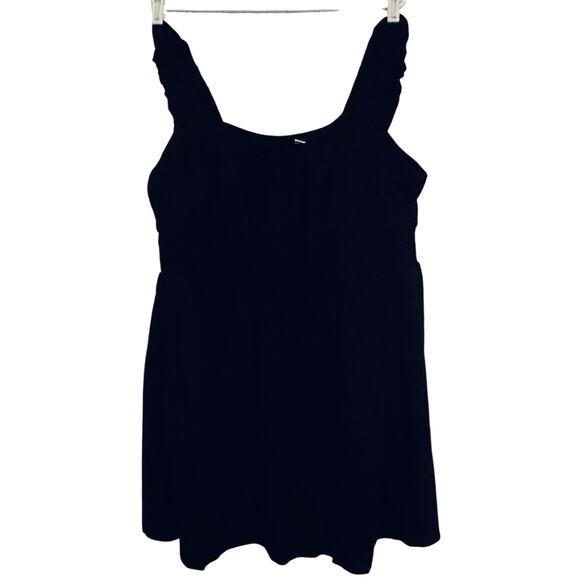 Old Navy Black Dress Top 2X Black Sleeveless Ruched Cinched Waist Blouson Casual - Picture 7 of 8